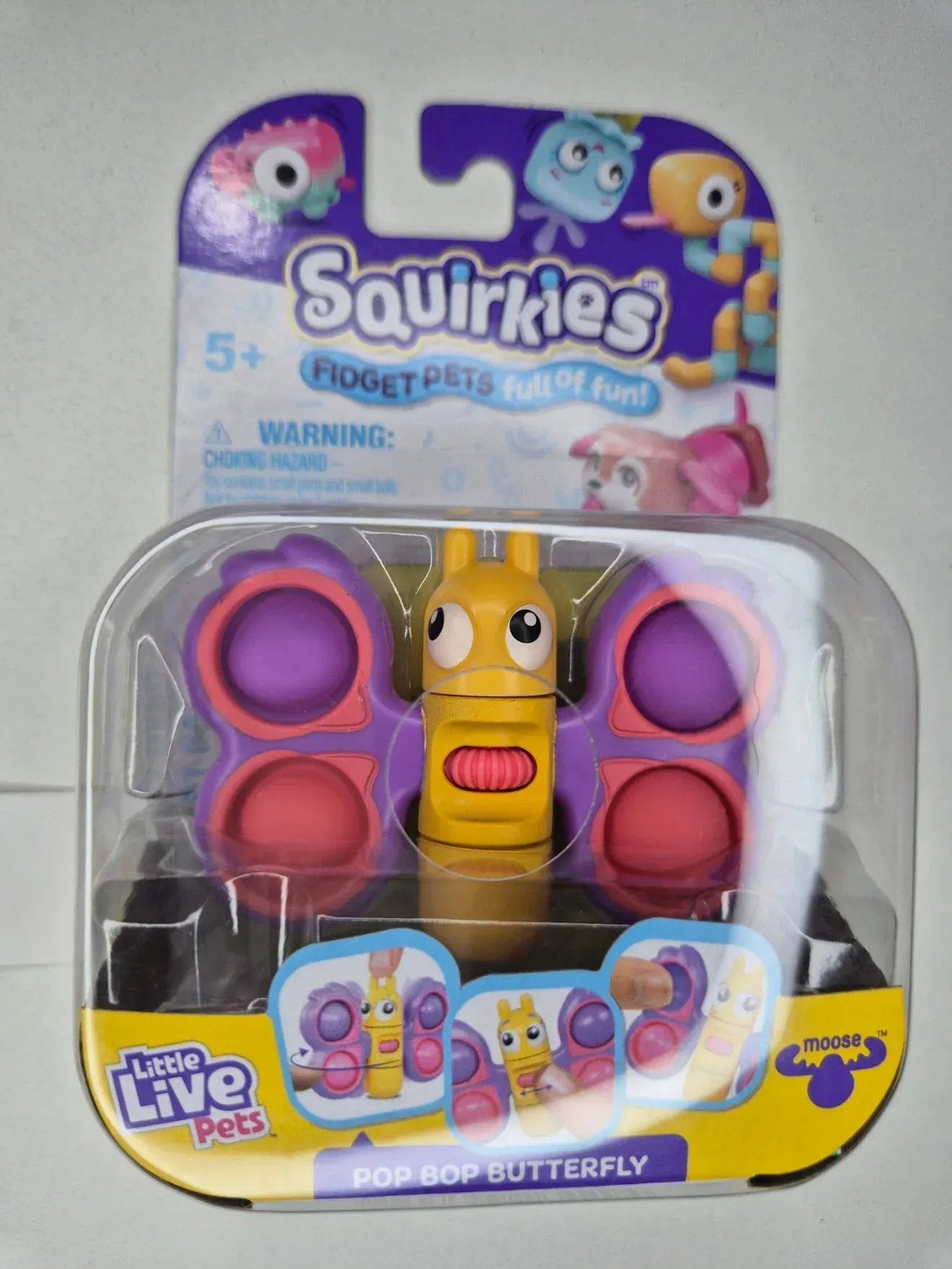 Rooleo Pop Bop  BUTTERFLY - Yellow Purple Little Live Pets Squirkies