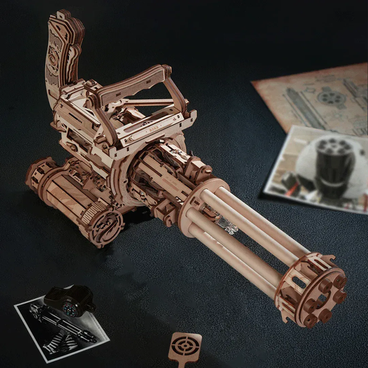 Rooleo Rotating-Barrel Machine Gun 3D Wooden Puzzle