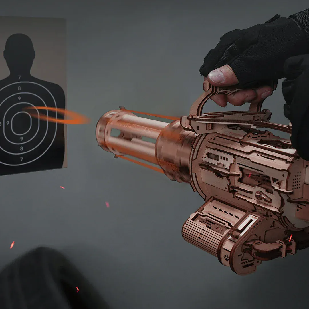 Rooleo Rotating-Barrel Machine Gun 3D Wooden Puzzle