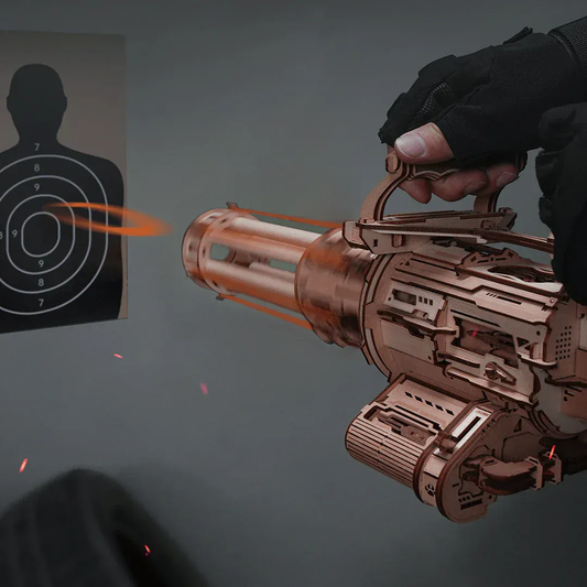 Rooleo Rotating-Barrel Machine Gun 3D Wooden Puzzle