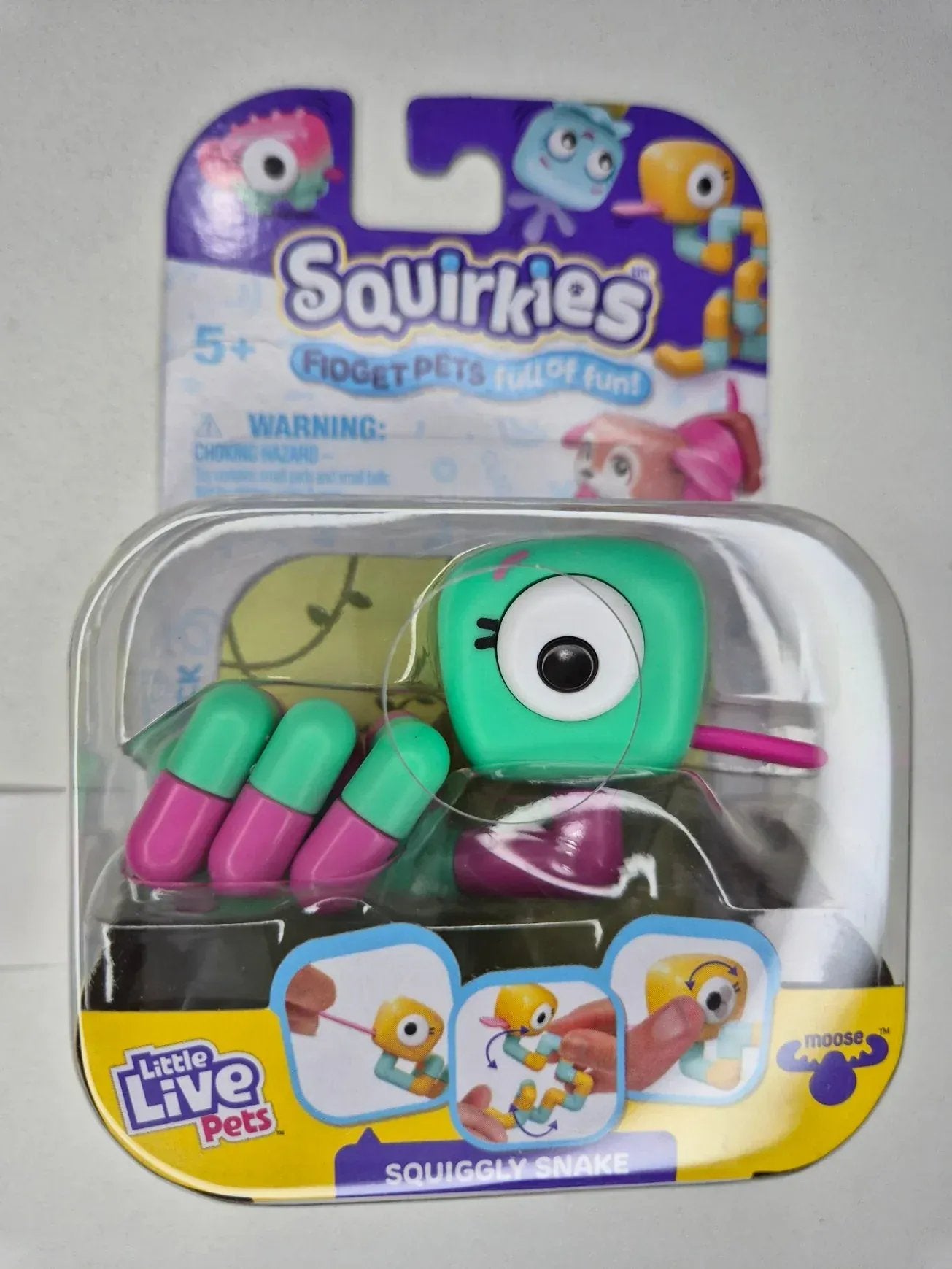 Rooleo Squiggly SNAKE - Pink Green Little Live Pets Squirkies