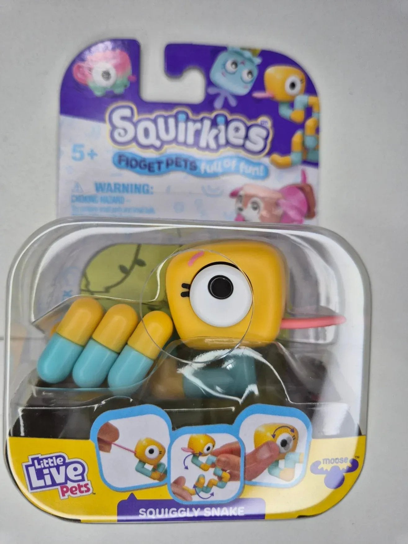 Rooleo Squiggly SNAKE - Yellow Blue Little Live Pets Squirkies