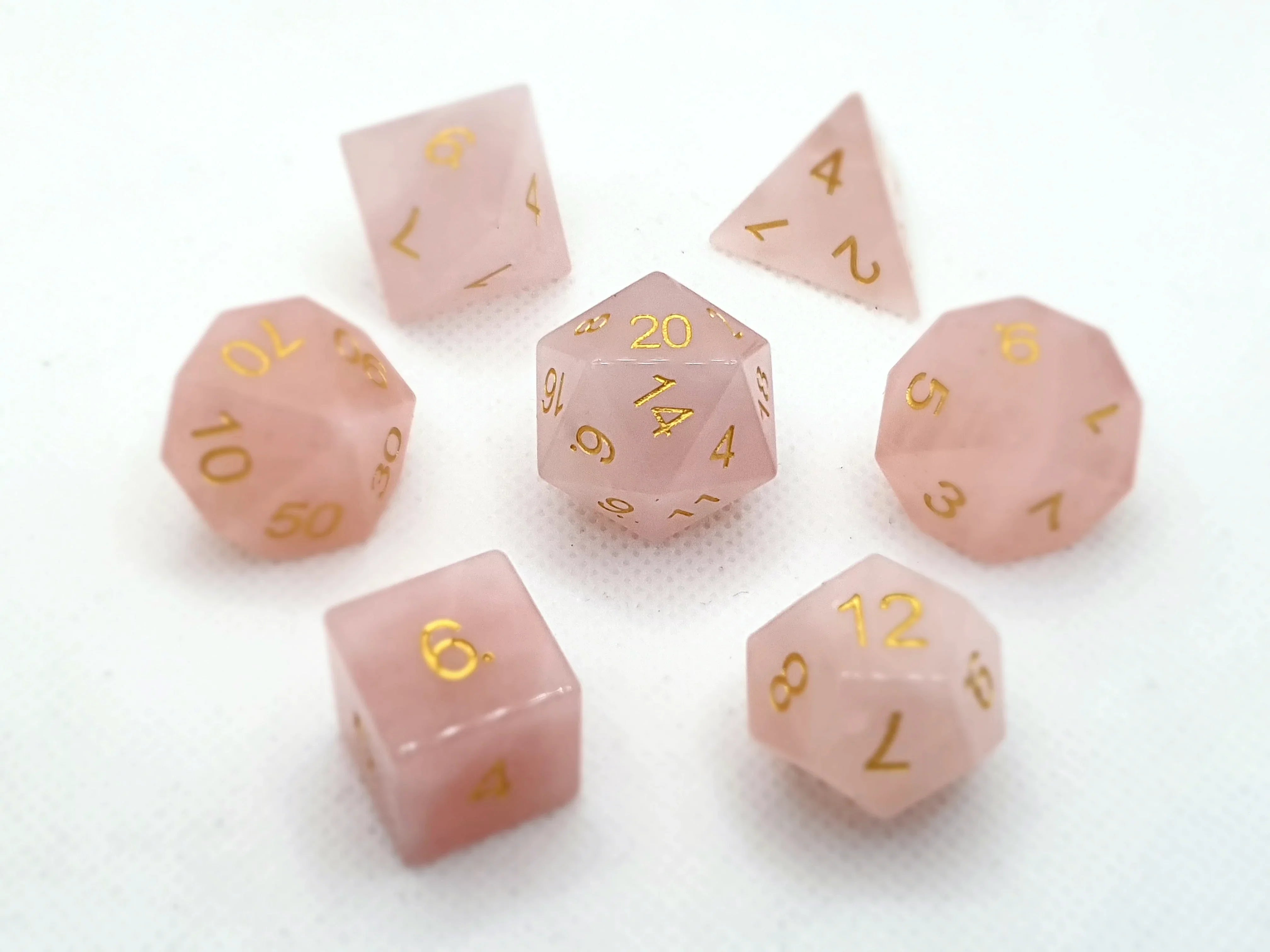 Rose Quartz | Natural Gemstone | 7 Piece Set - DICE