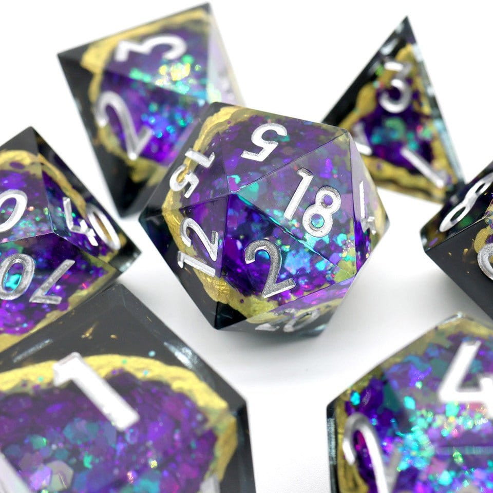 Tabletop Dominion DICE Royal Nebula | Geode Dice | 7 Piece Set