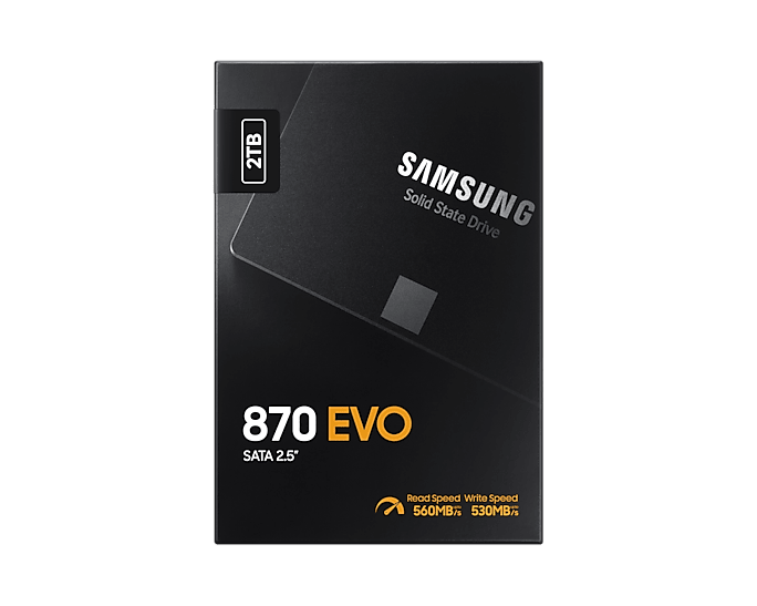 2 TB R/W 560/530 MB/s Samsung 870 EVO SSD 2.5" SATA3 with speeds of 560/530 MBs 8806090545900