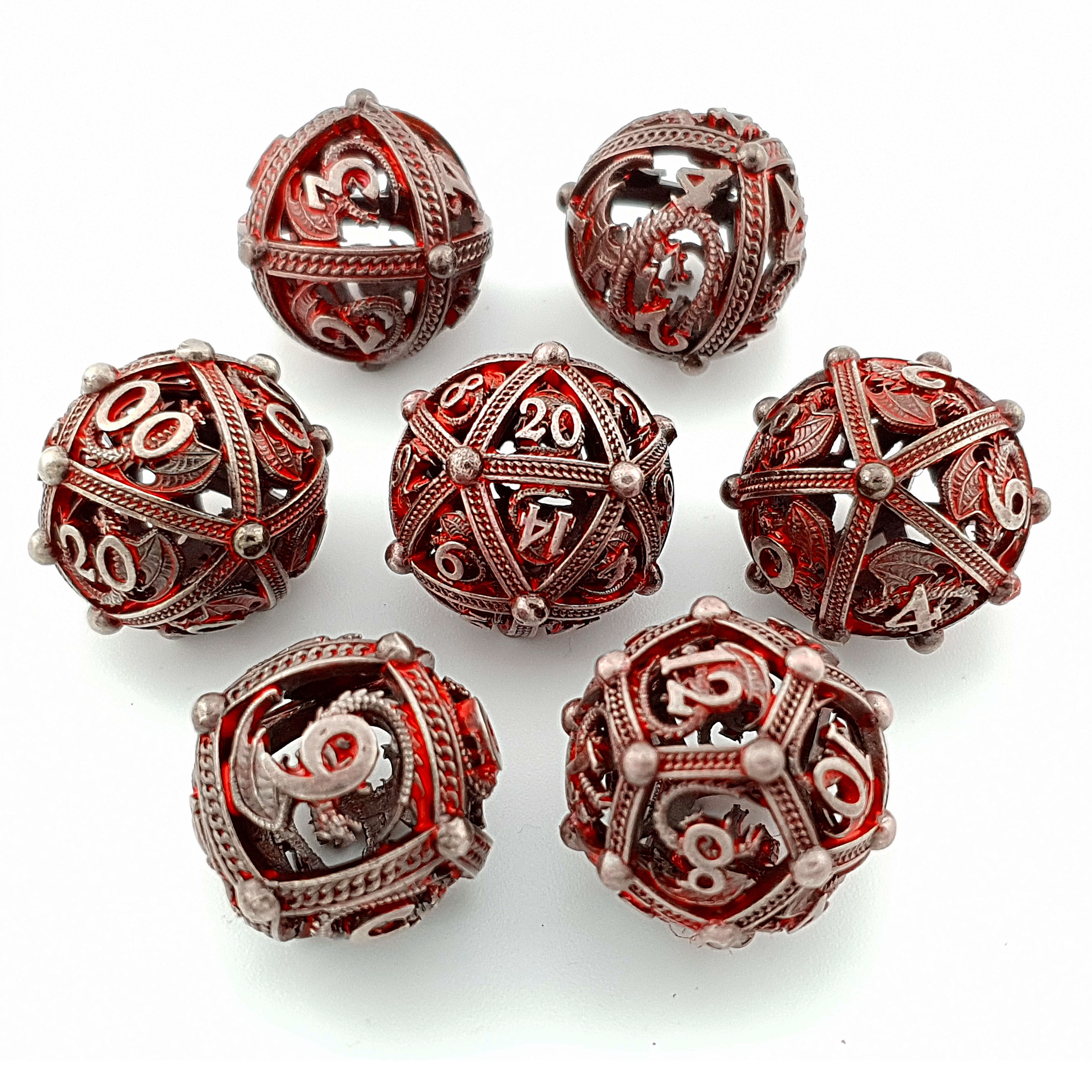 Scarlet Wyrm | Hollow Metal Dice | 7 Piece Set - DICE