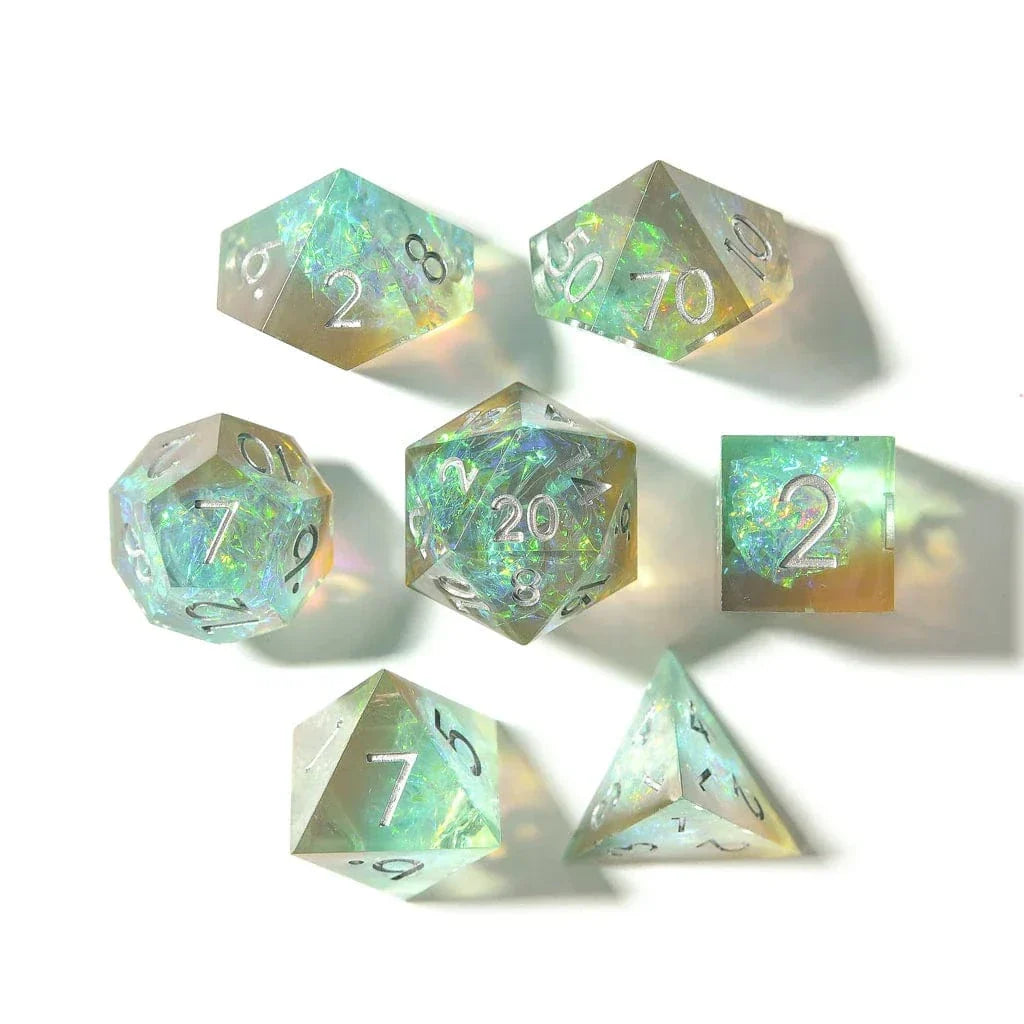 Tabletop Dominion DICE Sea Foam | Sharp Edge Dice | 7 Piece Set