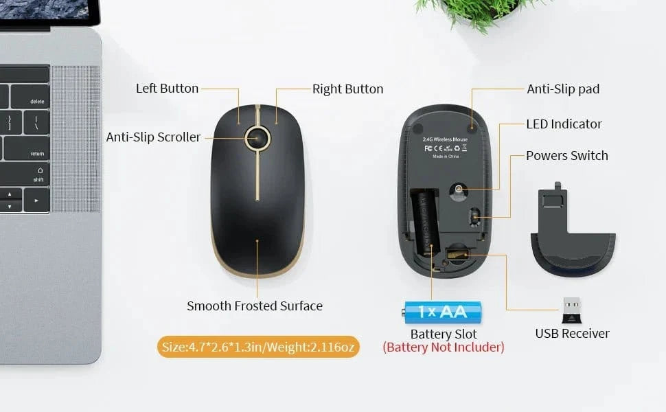 Seenda Silent Wireless Mouse with 1600 DPI Precision - Purple Anime