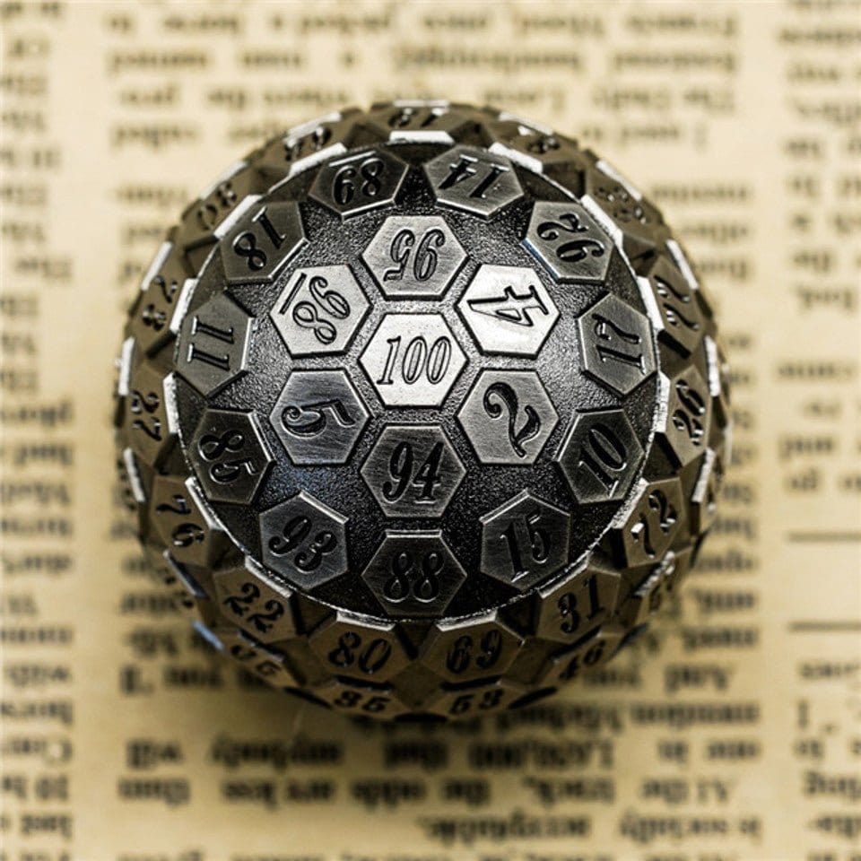 Tabletop Dominion DICE Silver Oracle | 45mm D100 | Metal