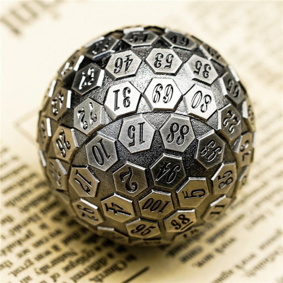 Tabletop Dominion DICE Silver Oracle | 45mm D100 | Metal