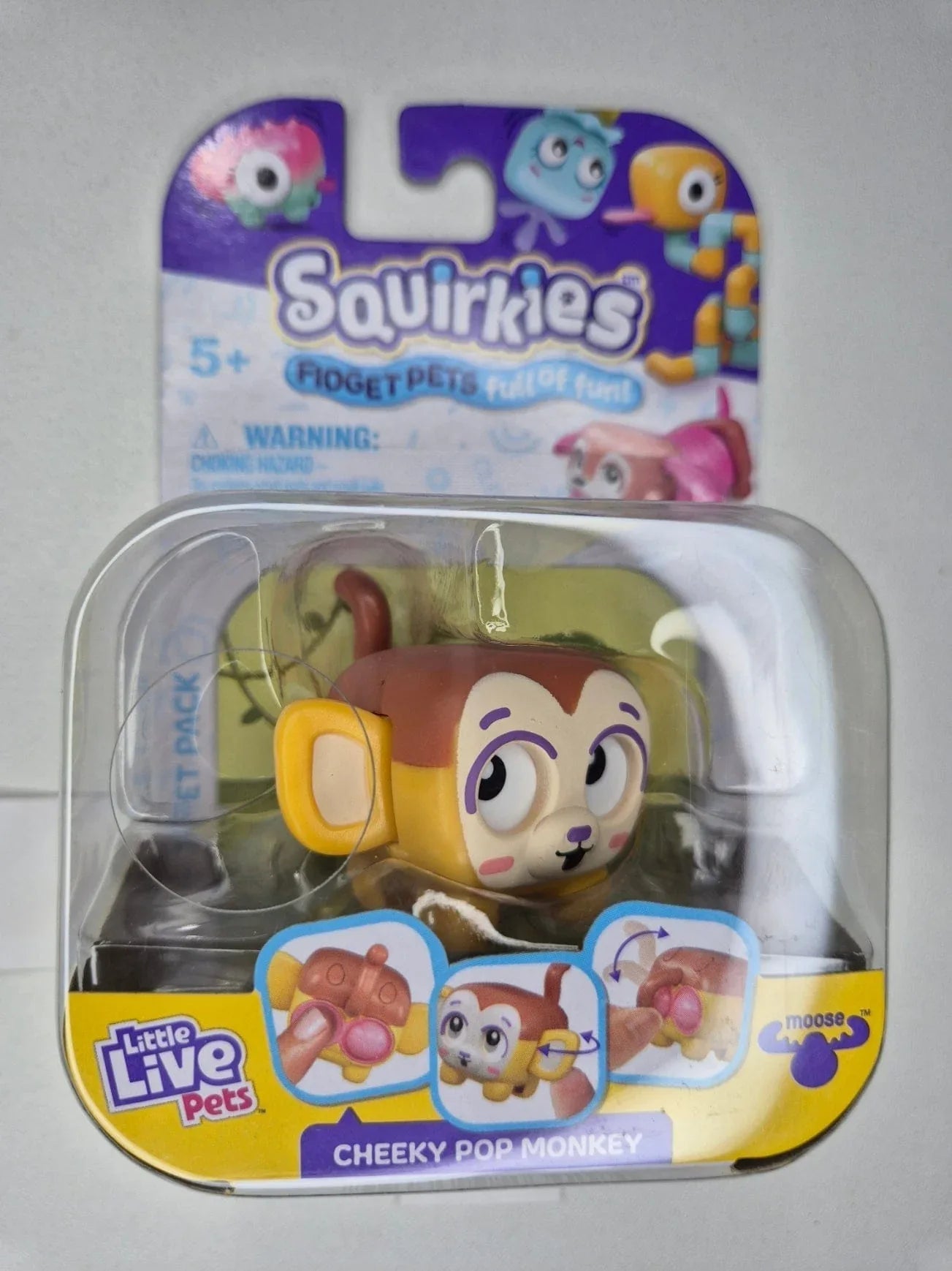 Snaps Cheeky Pop MONKEY - Brown Yellow Little Live Pets Squirkies