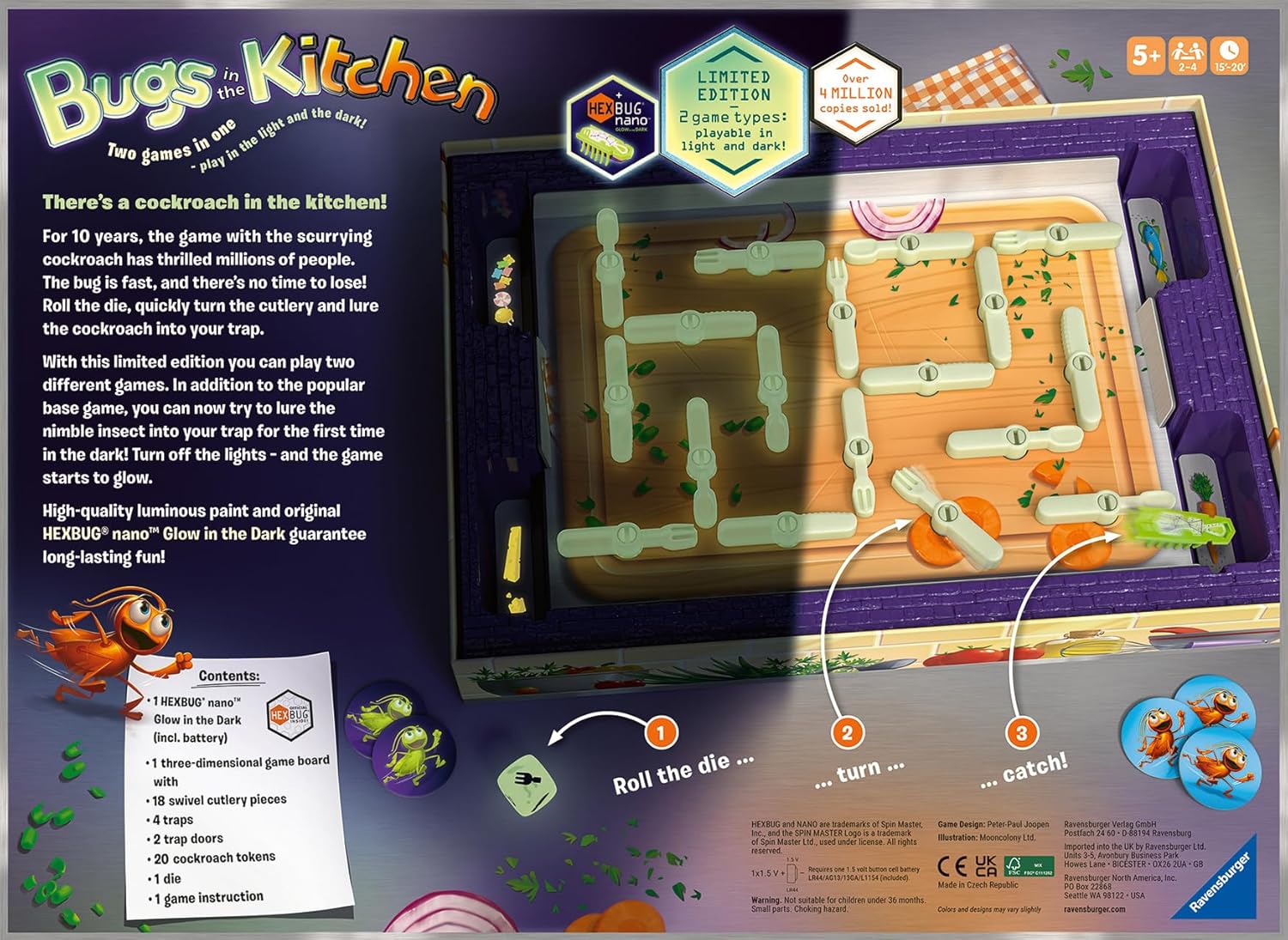 Snaps Glow in the Dark Bugs in the Kitchen Board Game