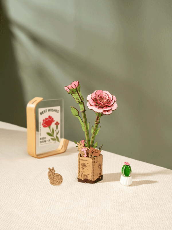 Snaps Pink Carnation 3D Wooden Puzzle