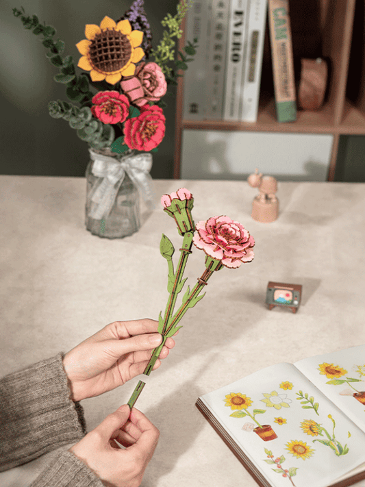 Snaps Pink Carnation 3D Wooden Puzzle