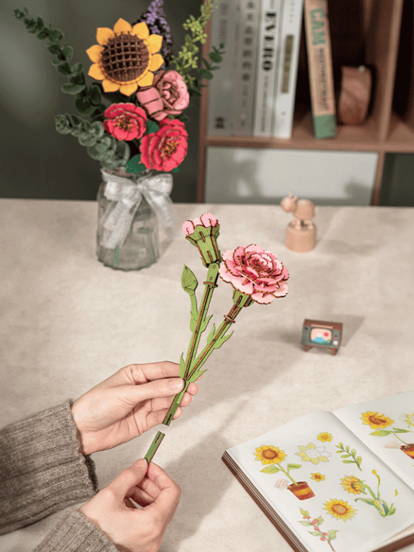 Snaps Pink Carnation 3D Wooden Puzzle