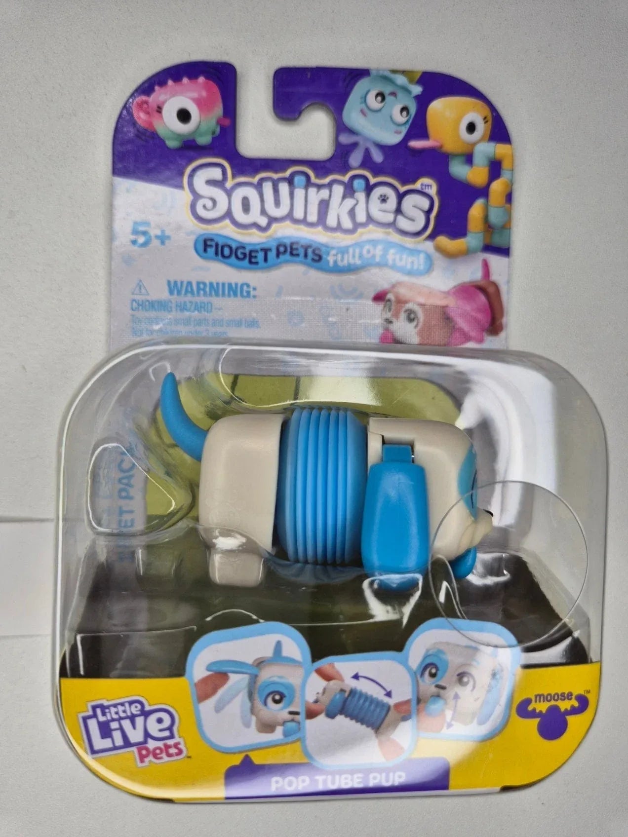 Snaps Pop Tube PUP - Blue White Little Live Pets Squirkies