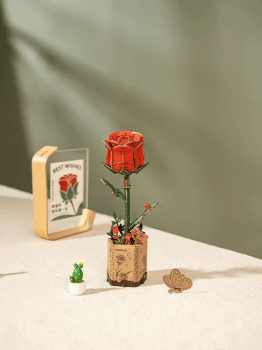 Snaps Red Rose - 3D Wooden Puzzle - TW042