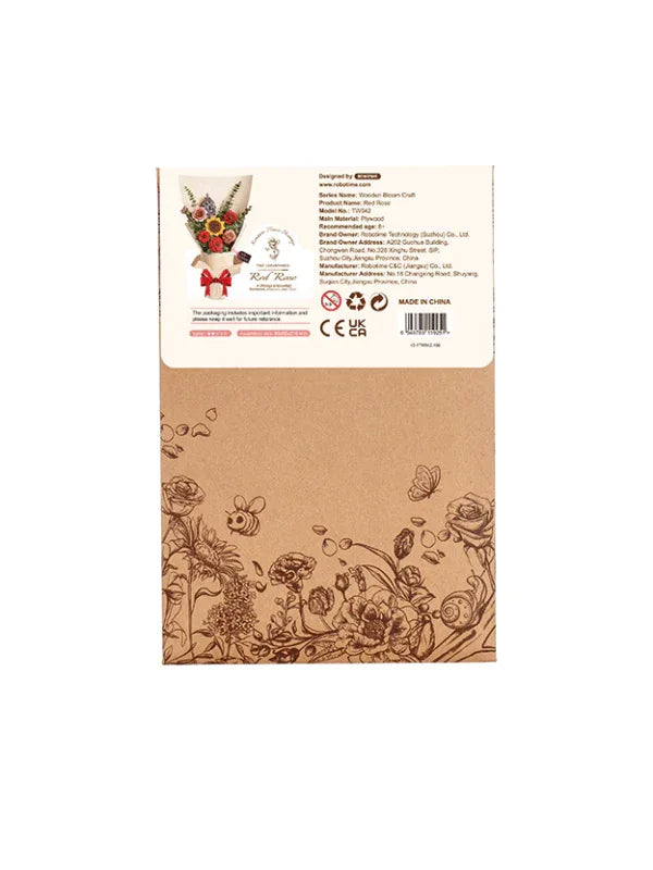 Snaps Red Rose - 3D Wooden Puzzle - TW042