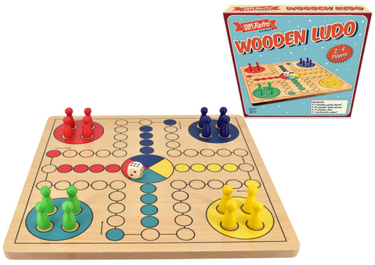 Snaps "Retro" Wooden Board Ludo - Colour Box