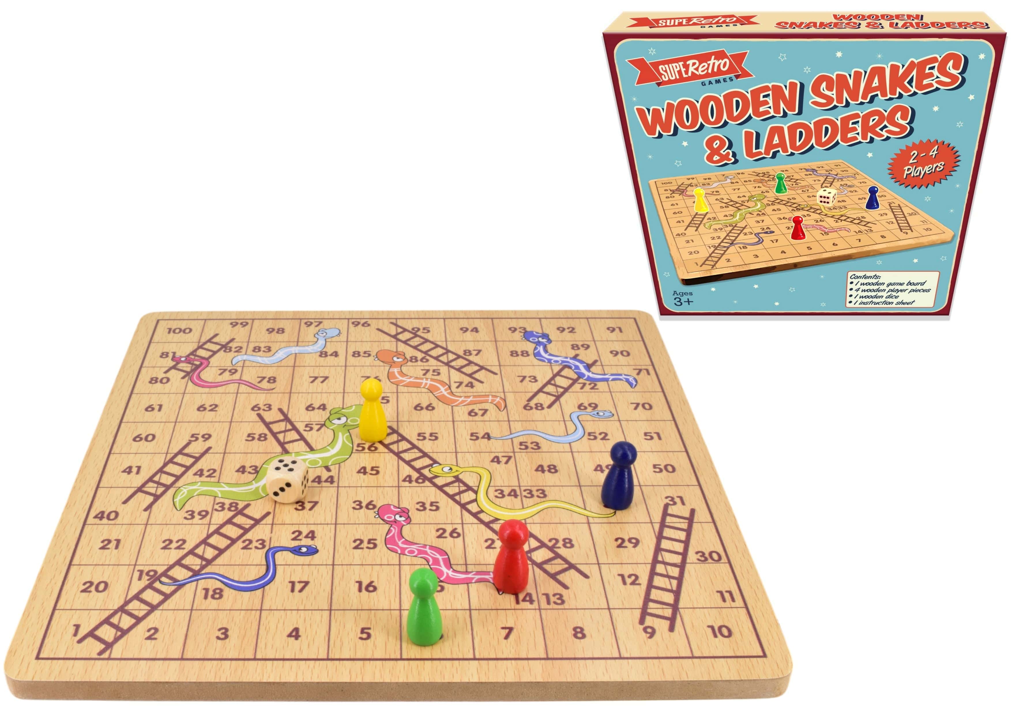 Snaps "Retro" Wooden Board Snakes And Ladders