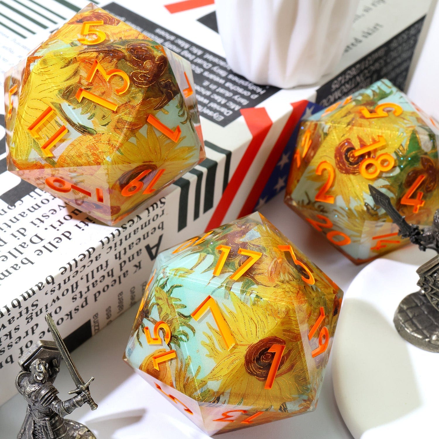 Tabletop Dominion DICE Solflowers Grace | 50mm D20 | Oversized Art Core Dice