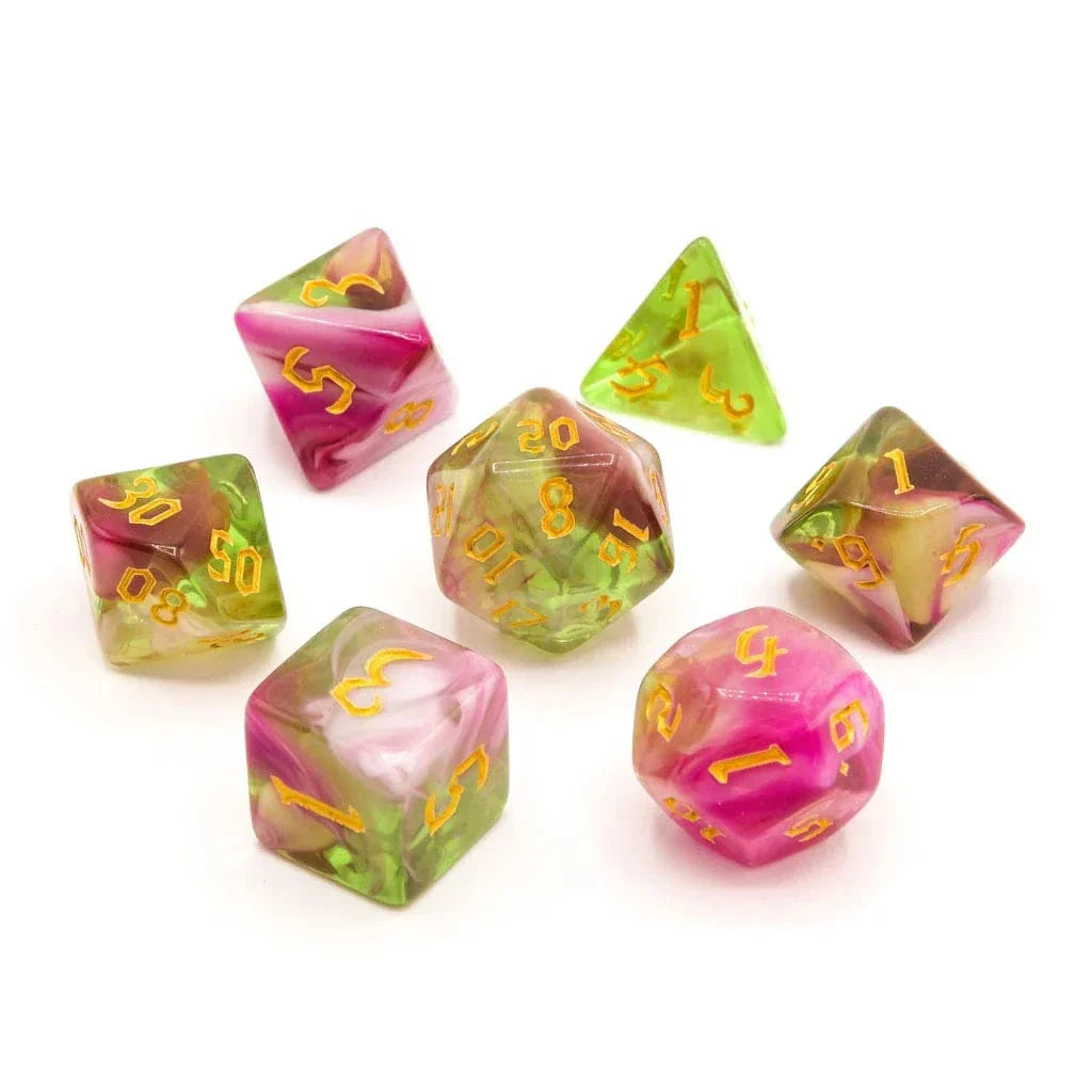 Tabletop Dominion DICE Springtime Swirl | Acrylic Dice | 7 Piece Set