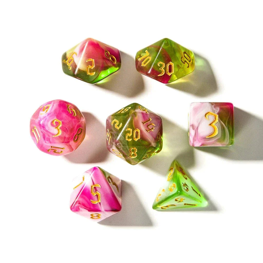 Tabletop Dominion DICE Springtime Swirl | Acrylic Dice | 7 Piece Set