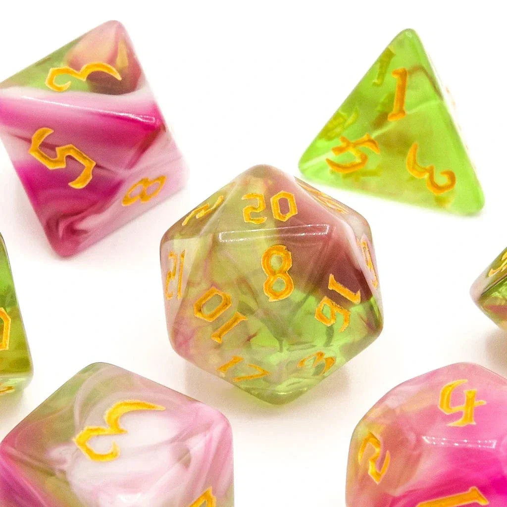 Tabletop Dominion DICE Springtime Swirl | Acrylic Dice | 7 Piece Set