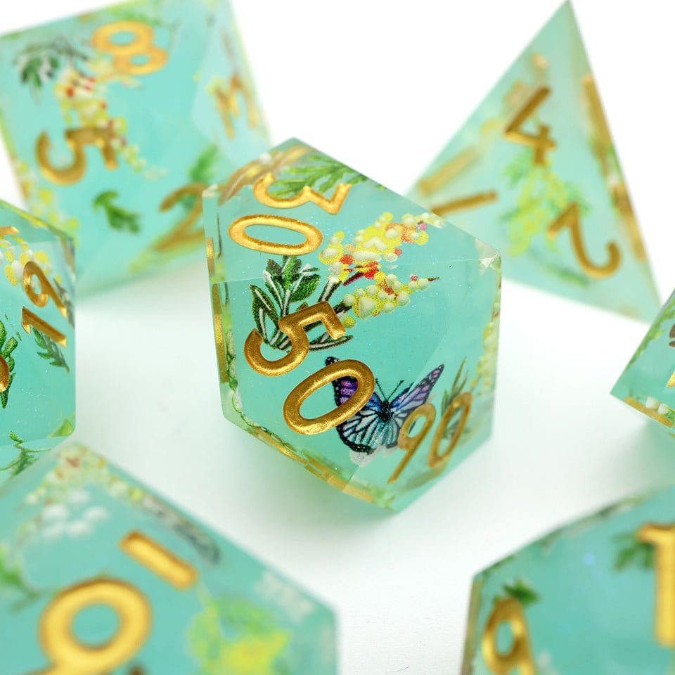 Tabletop Dominion DICE Summer Court | Art Core Dice| 7 Piece Set