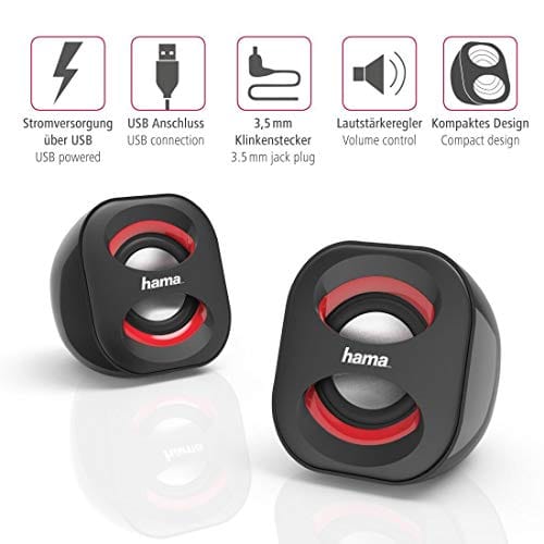 The Electronics Hub Computer Speakers Hama Sonic Mobil 183 USB Powered Desktop PC Speakers with 3.5mm Jack