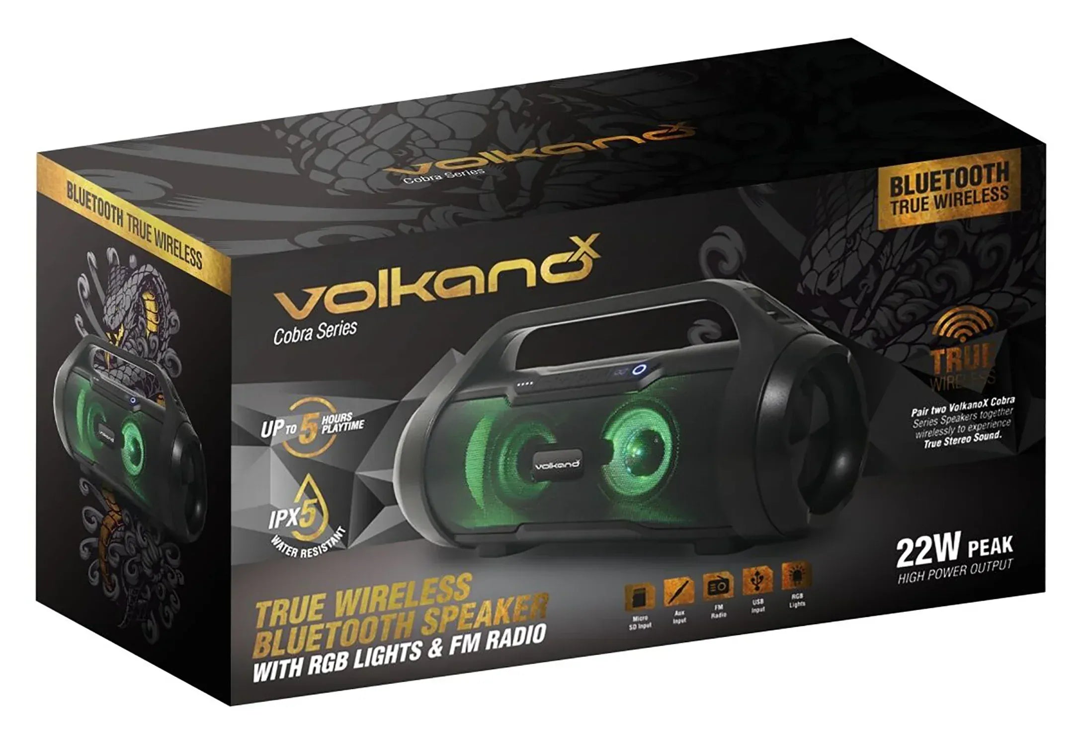 The Electronics Hub Portable Speaker VolkanoX Cobra Series Bluetooth Speaker With FM Radio