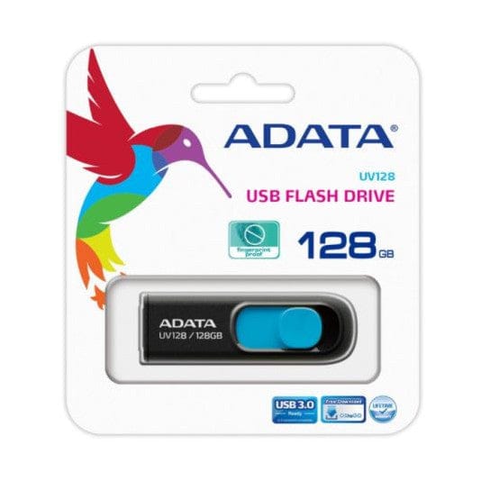 The Electronics Hub USB Flash Drives Adata 128GB UV128 USB 3.2 Flash Drive, Retractable, Capless