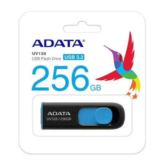 The Electronics Hub USB Flash Drives Adata 256GB UV128 USB 3.2 Flash Drive, Retractable, Capless