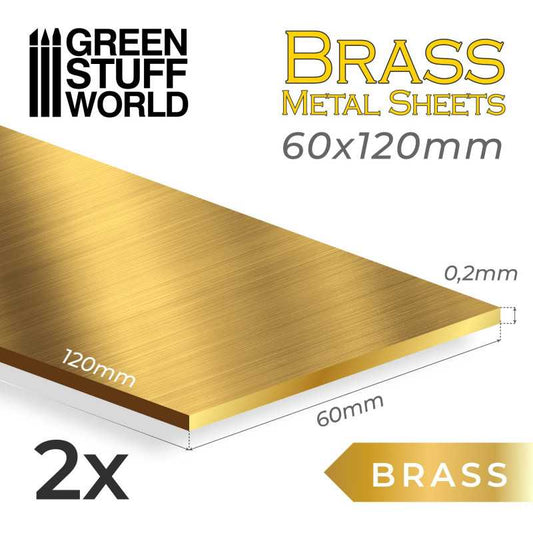 The Home Crafters Ltd. Brass Green Stuff World: Brass Metal Sheets 60 x 120mm - 2pc