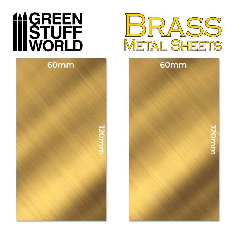 The Home Crafters Ltd. Brass Green Stuff World: Brass Metal Sheets 60 x 120mm - 2pc