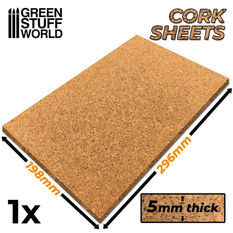 The Home Crafters Ltd. Cork 5mm (1 sheet) Green Stuff World: Cork Sheet: 198 x 296mm