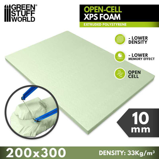 The Home Crafters Ltd. Foam 10mm Green Stuff World: Open Cell XPS Foam Sheet - 200 x 300mm