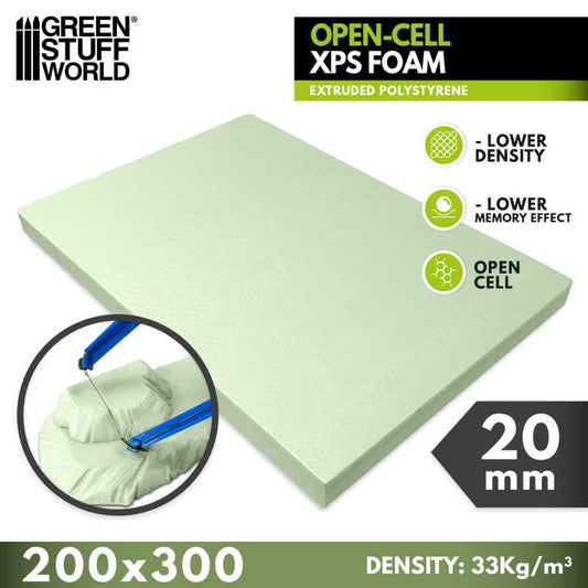 The Home Crafters Ltd. Foam 20mm Green Stuff World: Open Cell XPS Foam Sheet - 200 x 300mm