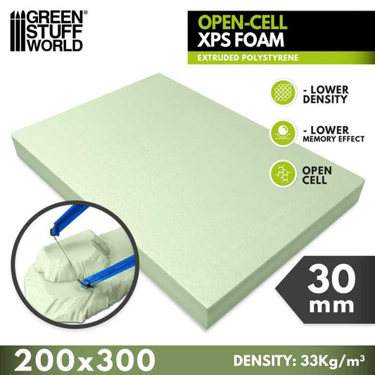 The Home Crafters Ltd. Foam 30mm Green Stuff World: Open Cell XPS Foam Sheet - 200 x 300mm