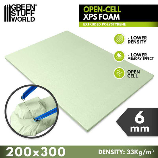 The Home Crafters Ltd. Foam 6mm Green Stuff World: Open Cell XPS Foam Sheet - 200 x 300mm