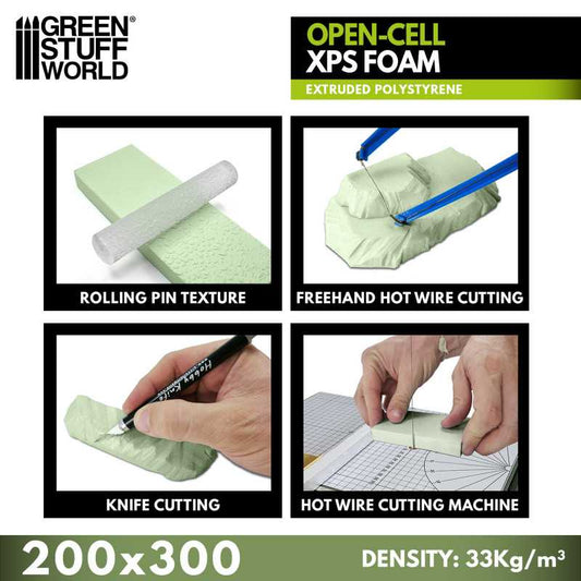 The Home Crafters Ltd. Foam Green Stuff World: Open Cell XPS Foam Sheet - 200 x 300mm