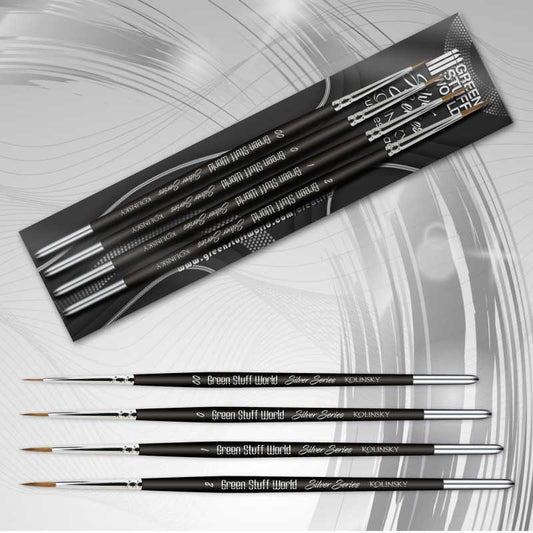 The Home Crafters Ltd. Kolinsky Sable Green Stuff World: Kolinsky Sable Silver Series Paintbrush Set - 4pc
