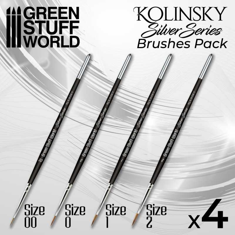 The Home Crafters Ltd. Kolinsky Sable Green Stuff World: Kolinsky Sable Silver Series Paintbrush Set - 4pc