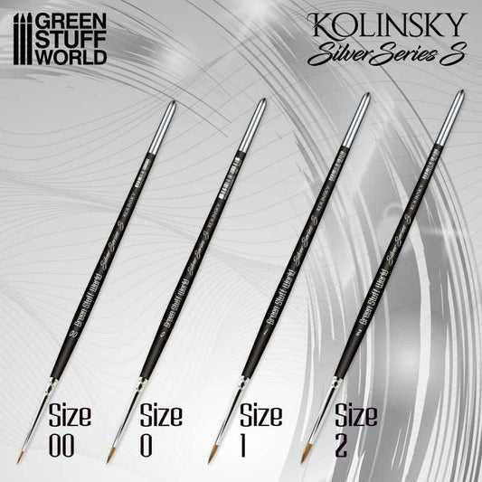 The Home Crafters Ltd. Kolinsky Sable Green Stuff World: Kolinsky Sable Silver Series (S) Paintbrush Set - 4pc