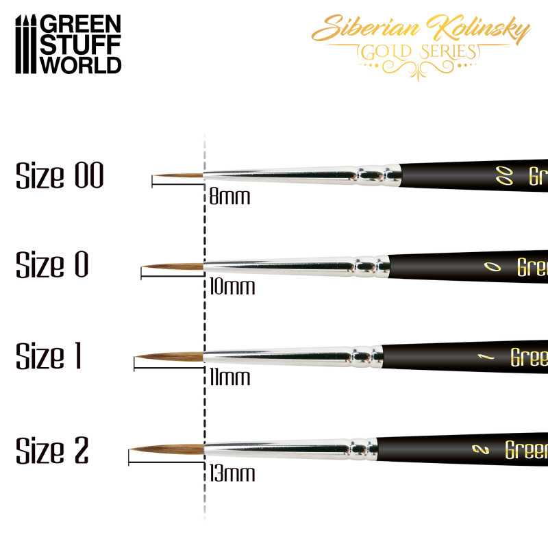 The Home Crafters Ltd. Kolinsky Sable Green Stuff World: Premium Siberian Kolinsky Gold Series Paintbrush Set - 4pc