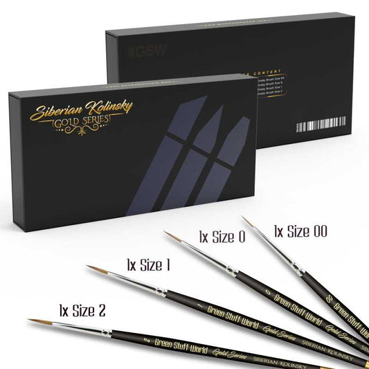 The Home Crafters Ltd. Kolinsky Sable Green Stuff World: Premium Siberian Kolinsky Gold Series Paintbrush Set - 4pc