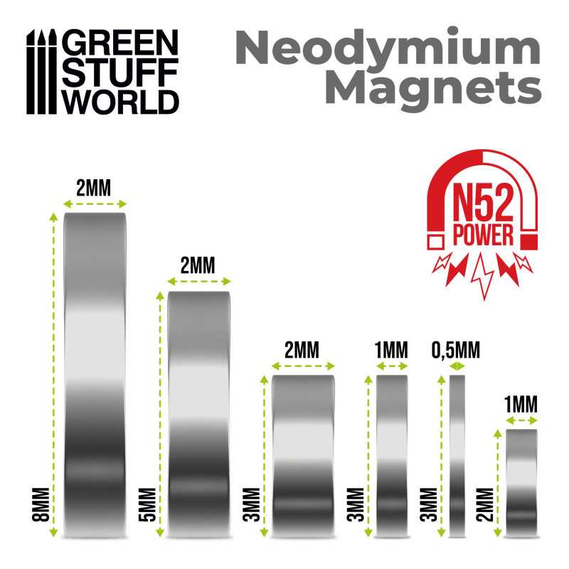 The Home Crafters Ltd. Magnets Green Stuff World: Neodymium Disc Magnets (N52) - 50pc