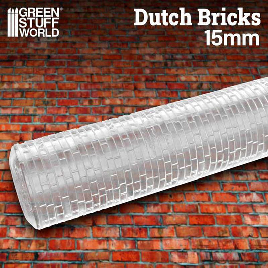 The Home Crafters Ltd. Modelling Tools Green Stuff World: 15mm Textured Rolling Pin - Dutch Bricks