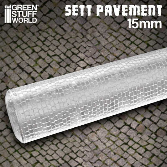 The Home Crafters Ltd. Modelling Tools Green Stuff World: 15mm Textured Rolling Pin - Sett Pavement