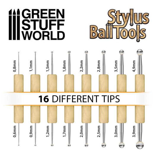The Home Crafters Ltd. Modelling Tools Green Stuff World: Stylus Ball Sculpting Tool Set - 8pc